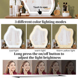 Chrangmay Stylish Corner Vanity desk with mirror and lights,Small makeup vanity with 4 drawers,Modern makeup table with Adjustable Cabinet for Bedroom,Makeup Room,Writing Desk,Brown Chrangmay