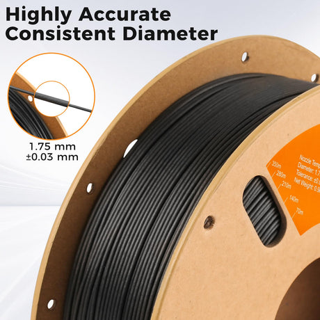 ERYONE Polypropylene Filament 1.75mm +/-0.03mm for 3D Printer, 3D Printing Filament PP 900g/Spool, Black ERYONE