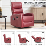 Trustyue Swivel Rocker Recliner Chair, 360° Swivel Recliner with Heat and Massage, Rocker Recliner Easy to Clean Leathery Nursery Glider Recliner Chair with Side Pockets for Living Room Red Trustyue