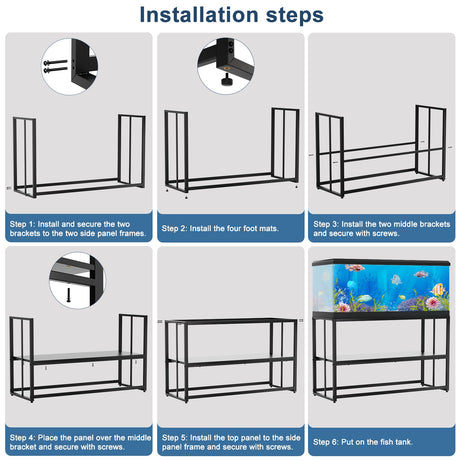 Urban Deco 55-75 Gallon Fish Tank Stand 900LBS Capacity For Aquarium Stand Metal Fish Tank Stand 48.4"x19.7"x31.5" Dual-Layer Design Terrarium Stand Ideal for Home and Office Urban Deco