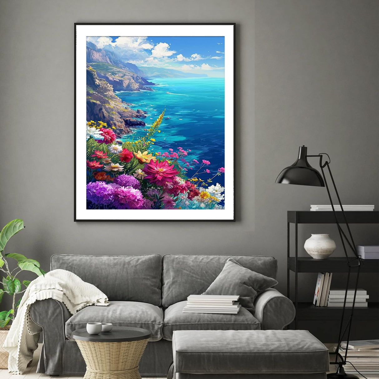 Ocean Paint by Number Adult,Canvas Paint by Numbers for Adults Landscape,DIY Acrylic Oil Paint by Number for Adults for Home Decor Gift 16x20 HITIRECOVI