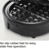 Chefman Anti-Overflow Belgian Waffle Maker w/Shade Selector, Temperature Control, Mess Free Moat, Round Iron w/Nonstick Plates & Cool Touch Handle, Measuring Cup Included, Black Chefman
