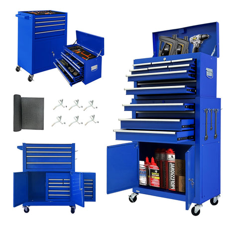 Sonlmik Tool Chest, 13-Drawer Rolling Tool Chest with Double Door Handle, 2 in 1 Detachable Tool Chest, Large Tool Storage with Wheels, Lockable Tool Chest for Garage, Barbershop Sonlmik