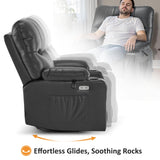 MCombo Oversized Swivel Glider Rocker Power Recliner Chair for Living Room with Heat and Vibration Massage, USB Ports, Cup Holders and Pockets, Faux Leather 7785 (Dark Grey) MCombo