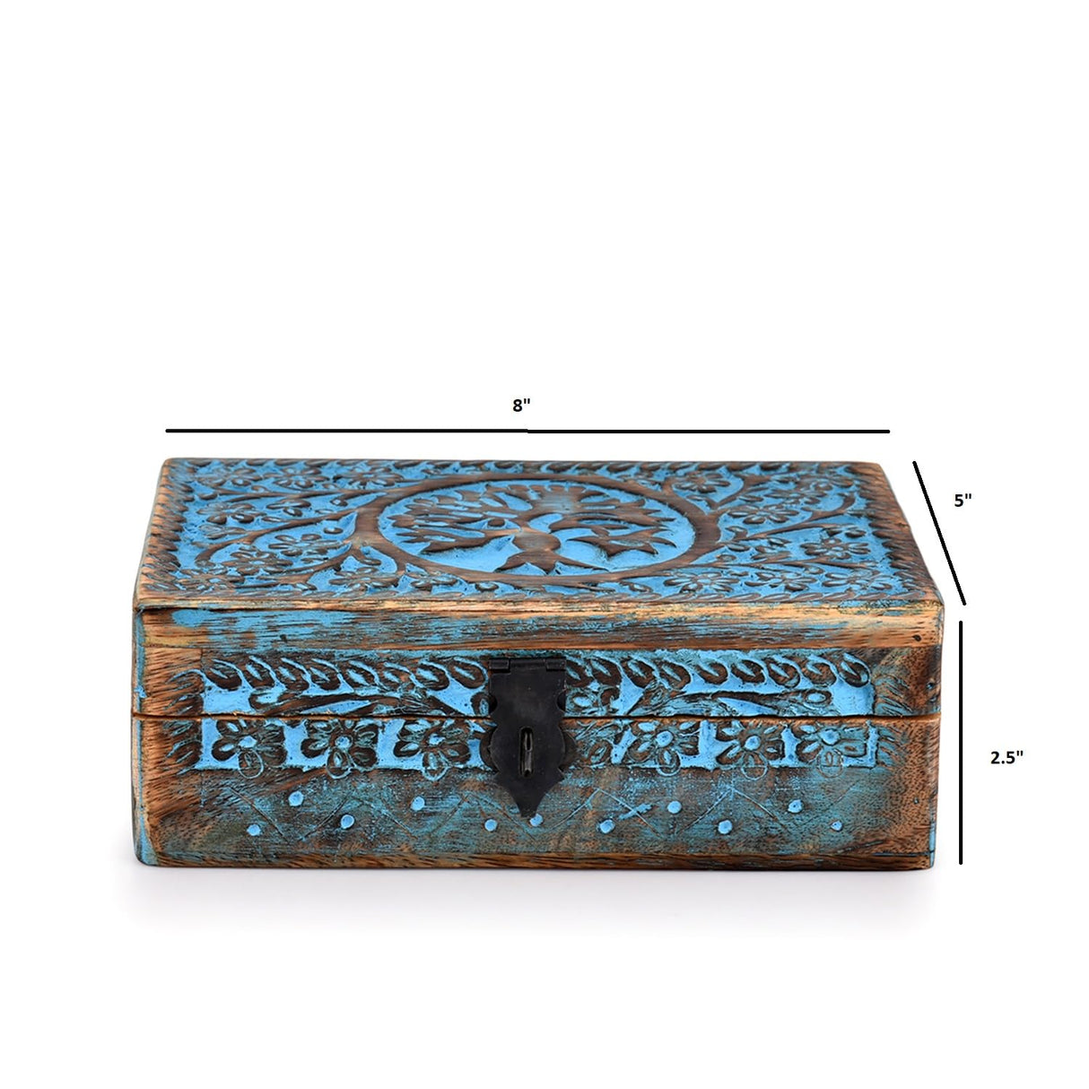 BHAVATU |Wooden Jewelry Box, Tarot Box, Celestial Home Decor, Witch Box, Tree of Life, Trinket Box |Size- 8" x 5" x 2.5",| Decorative Storage Bin BHAVATU