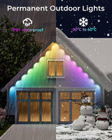 CINOTON Permanent Outdoor Lights 100ft, Smart RGBW+IC Eaves Lights with 60LEDs, IP67 Waterproof, 111 Scene Modes for Daily and Festival, Halloween Christmas Holiday Decor, APP/Voice/Remote Control CINOTON
