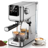 RELEXNOW Espresso Machine, 20 Bar Espresso Maker Milk Frother & LCD Panel, Hot & Iced Coffee Machine, Stainless Steel Espresso Coffee Machine with 41oz Water Tank for Cappuccino, Latte RELEXNOW