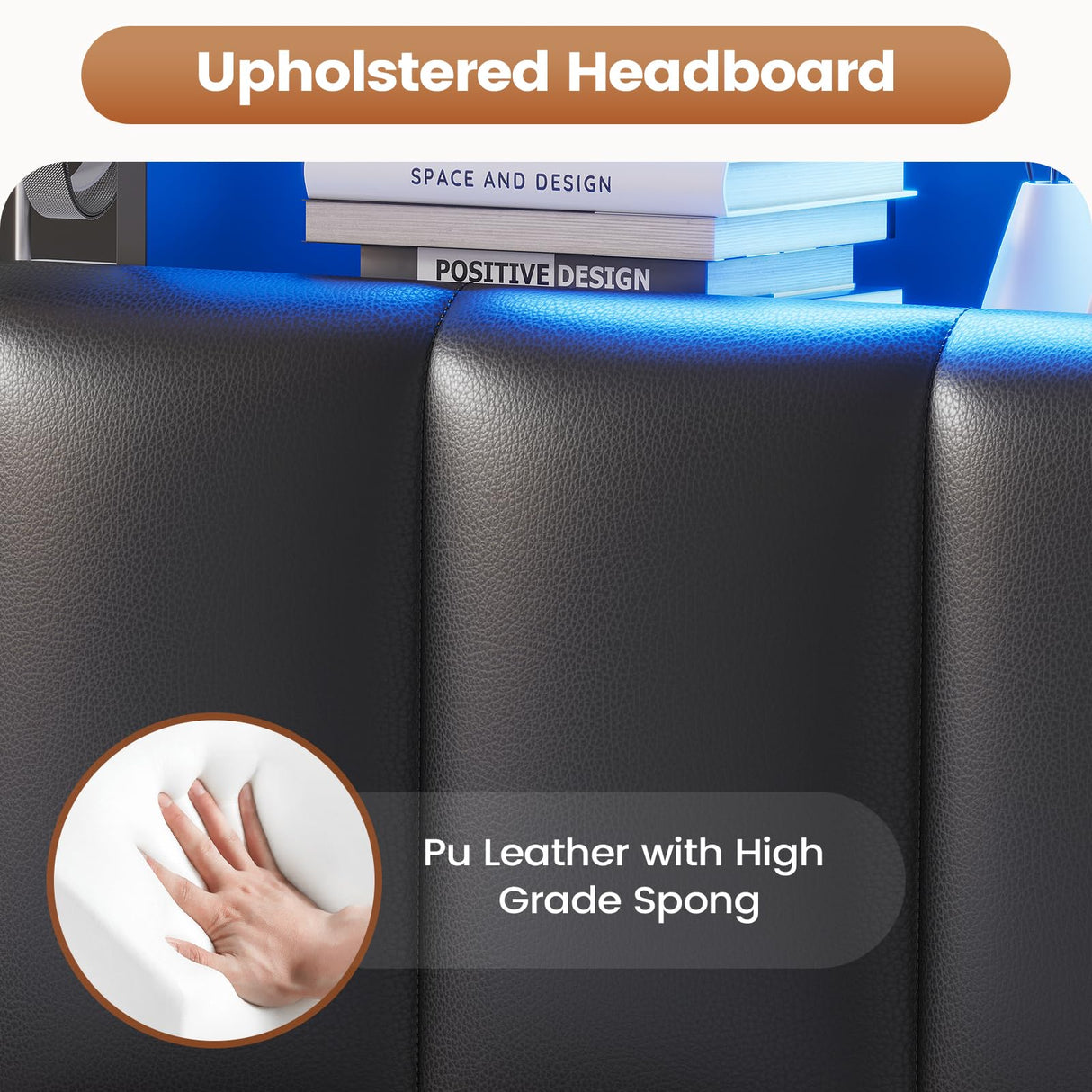 AOGLLATI Full Bed Frame with Stylish Bookcase Headboard & Charging Station & LED Lights,Full Size Bed Frame with 4 Storage Drawers, Led Bed Frame with Metal Slats, No Box Spring Needed,Black AOGLLATI