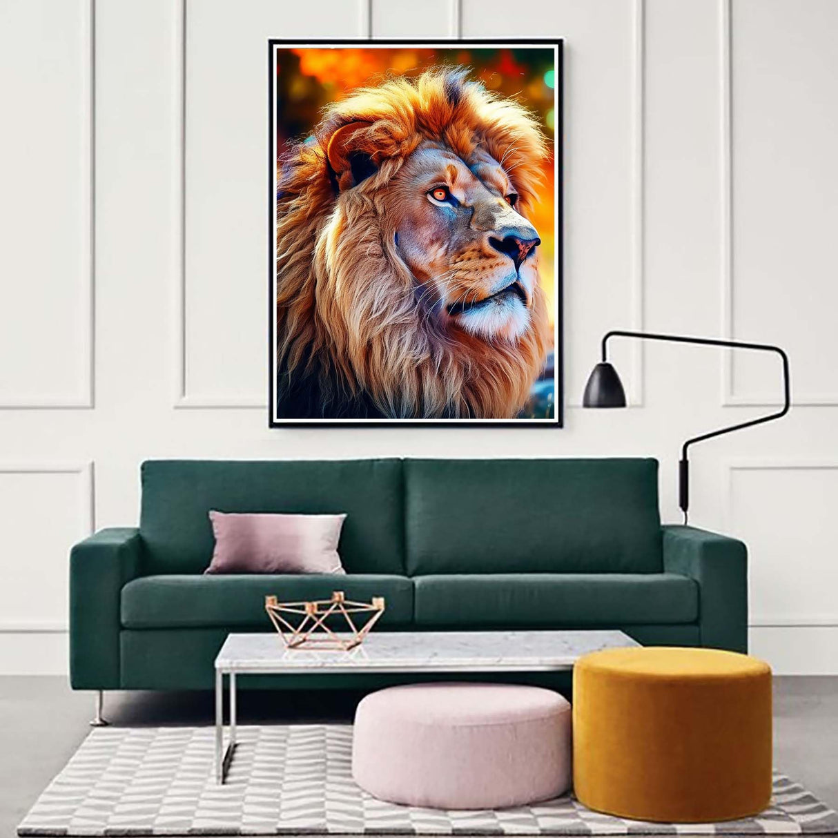 Zariocy 5D Diamond Art Kits for Adults Lion, DIY Diamond Painting Art Animals Round Full Drill Crystal Diamond Embroidery Paintings Arts Craft for Home Office Wall Decor 12x16 inch Zariocy