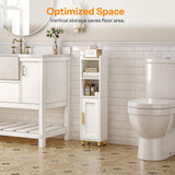 HOOBRO Small Bathroom Storage Cabinet, Narrow Corner Floor Cabinet with Door and Adjustable Shelf, 7.9" L x 5.9" W x 31.5" H, Bathroom Organizer for Small Spaces, White HOOBRO