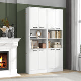 Tangkula 75" Tall White Bathroom Storage Cabinet with 4 Doors & 2 Open Shelves Tangkula