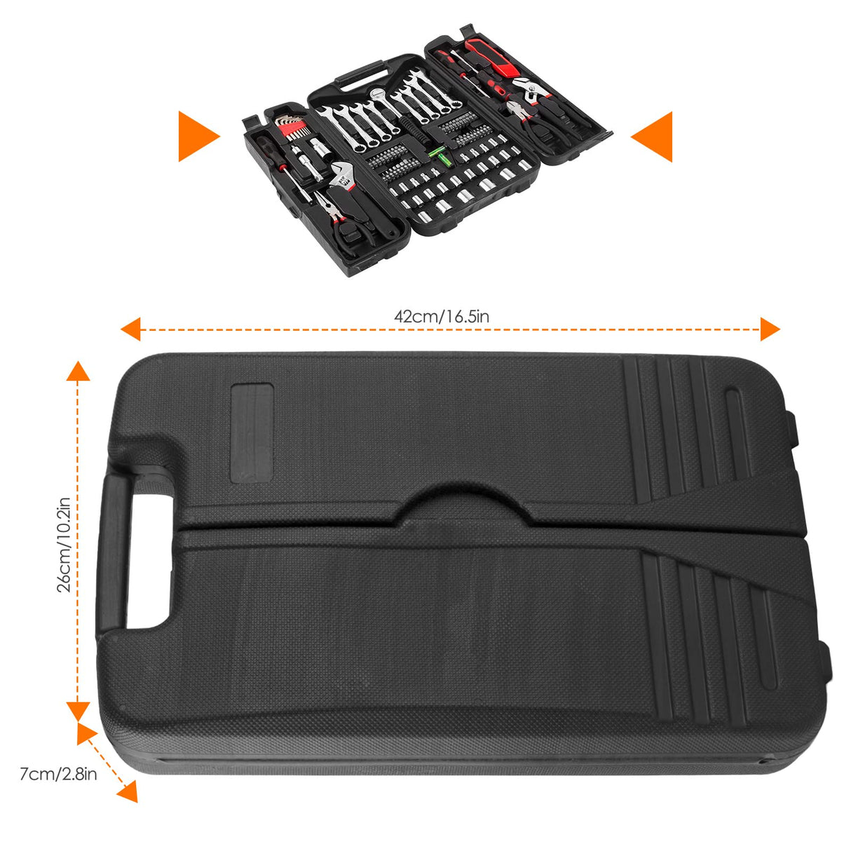 TLGREEN 95 Piece Tool Set, Tool Kit, Mechanics Tool Set, Portable Toolbox with Adjustable Wrench Pliers Socket Bits, with Plastic Toolbox, for House Apartment Garage (Red) TLGREEN