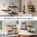 BAYKA Floating Shelves for Wall – Bathroom Shelves Rustic Wood with Metal Brackets for Bathroom, Bedroom, Kitchen, or Living Room Decor – Rustic Brown, Set of 3, Sturdy Storage with 22lb Capacity BAYKA