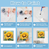 hkejoi Sunflower Paint by Numbers Kit for Adults, Flowers Paint by Numbers Framed and Easel, DIY Crafts Painting by Number for Home Wall Decor Gift 9.84x9.84 inch hkejoi