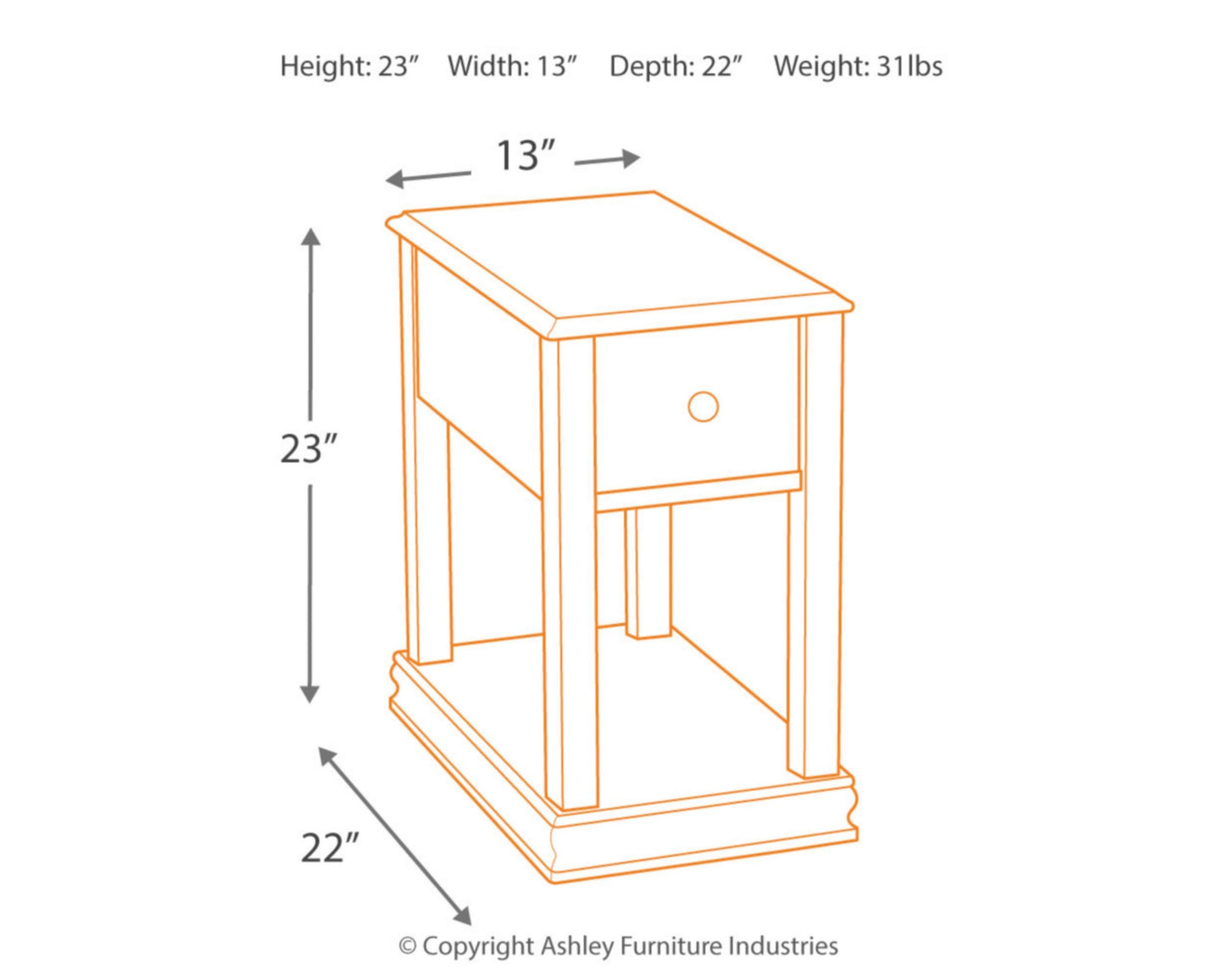 Signature Design by Ashley Breegin New Traditional Wooden Chair Side End Table, Brown - WoodArtSupply