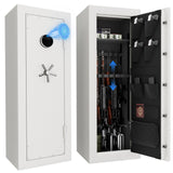 KAER Fireproof Gun Safe Biometric 20 Gun Safe for Rifles and Pistols 30 Minute Fire Protection Heavy-Duty Fingerprint Gun Cabinet for Shotguns with Digital Keypad, Large Quick Access (White) KAER