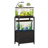 Welfuturer Aquarium Stand 10 Gallon with 2-Tier Shelf, Fish Tanks Stand with 2 Drawers, Metal Frame Heavy Duty Reptile/Turtle Tank Stand for Home Office, Fish Tanks Accessories Storage, Black Welfuturer