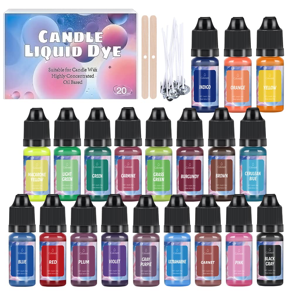 OSBANG Oil-Based Candle Dye - 20 Non-Toxic, Non-Irritating Colors for DIY Candle Making - Vibrant Concentrated Soy Wax, Beeswax, Gel Wax Dyes OSBANG