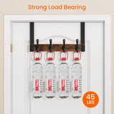 Homode Over The Door Hooks Heavy Duty, Wood Over Door Hanger Hook, Over Door Towel Rack with Coat Hooks for Hanging Towels Clothes Hats Bags, Back of Bathroom Door, Rustic Brown Black Homode