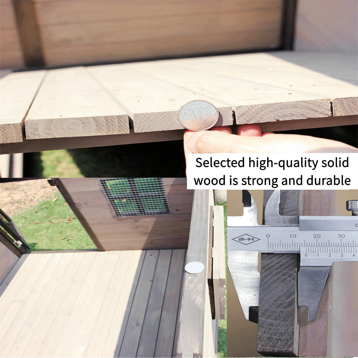 YAOYEENPR Large Insulated Outdoor Dog House for Large Breed Dogs, Weatherproof Wooden Dog Shelter with Elevated Floor and Asphalt Shingles Roof YAOYEENPR