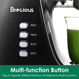 Slow Masticating Juicer,Brecious Cold Press Juicer with 2 Speed Modes & Quiet Motor,Juicer Machines Vegetable and Fruit with Reverse Function,Celery Juicer,BPA-Free,Easy to Clean (Black) BRECIOUS