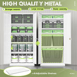 SUNCROWN Metal Storage Cabinets with 2 Doors and 4 Adjustable Shelves, 72” Tall Locking Garage Cabinet Steel Utility Tool Lockable File Cabinets for Office,Home, Gym, White SUNCROWN