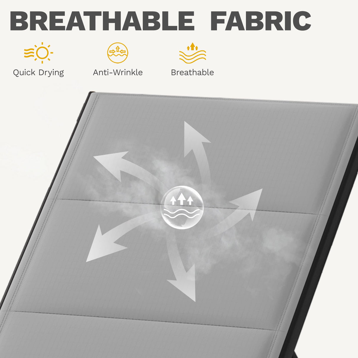 DWVO Outdoor Chaise Lounge Set, 2 Patio Chaise Lounge Chairs with Side Table, Padded Textile Pool Loungers with 5-Level Backrest and Wheels for Beach, Lawn, Porch, Garden (Grey) DWVO