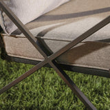 COSIEST 3 Piece Bistro Set Patio Rocking Chairs Outdoor Furniture w Warm Gray Cushions, Glass-Top Table for Garden, Pool, Backyard COSIEST