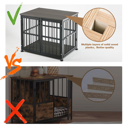 48Inch Heavy Duty Dog Crate Furniture Style for Medium and Large Dogs, Wooden Dog Crate End Table,Decorative Pet Crate Dog House with 3 Doors