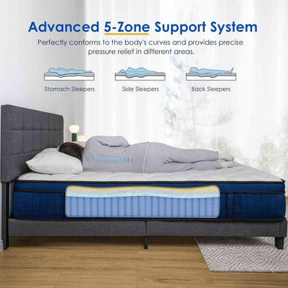 QUEEN ROSE Full Size Pillow Top 14 inch Mattress, Full Size Bed in a Box, Medium Firm and Memory Foam, Pocket Innerspring Hybrid Mattress, CertiPUR-US Certified