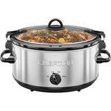 Chefman 6 Quart Slow Cooker with Locking Lid, Ceramic Crock with Portable Cook and Carry Travel Latching Lock, Large Easy Clean Dishwasher Safe Pot Insert, Manual 3 Heat Settings, Stainless Steel Chefman