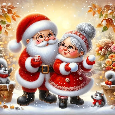 Christmas Grandparent Diamond Art Kits for Adults, 5D Diamond Painting Kits for Adults Beginners, DIY Full Round Drill Diamond Dot Painting Gem Art Kits for Adult, Home Wall Decor 13.8x13.8 Inch