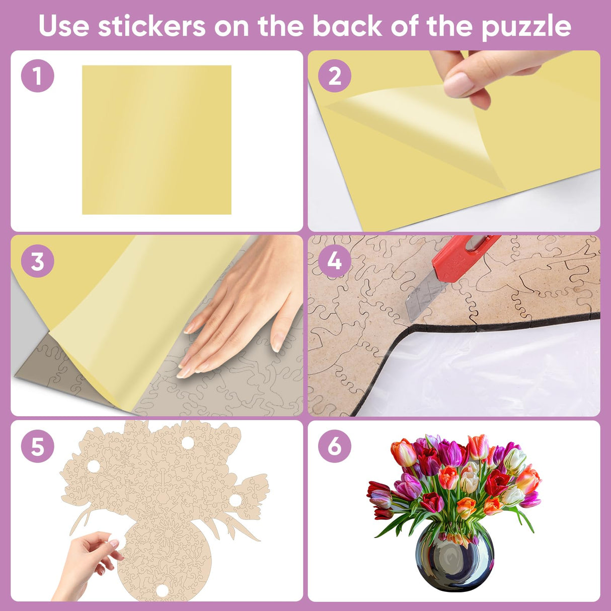 Ruikiyart Wooden Jigsaw Puzzle for Adults Colorful Tulip Vase 200Pcs Unique Shapes Jigsaw Puzzles Great Gift for Adults and Couples on Valentine's Day,Women's Day,Thanksgiving 11.1x12.4 Inches Ruikiyart