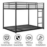 INCLAKE Full Over Full Bunk Bed, Heavy Duty Metal Bunk Bed Frame with Built-in Ladder and Safety Guard Rail, Low Bunk Bed for Teens Adults, Noisy Free & No Box Spring Needed, Black INCLAKE