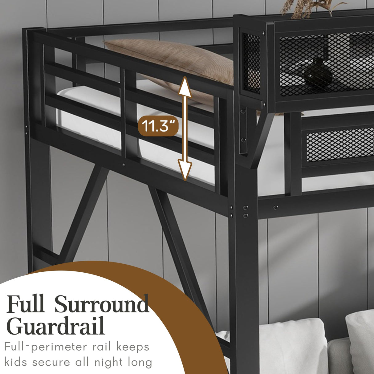 Mirightone Full Size Loft Bed with Stairs and Storage, Metal Loft Bed Frame with Bedside Shelf and Large Under-Bed Space, Heavy-Duty Loft Beds for Adults Teens and Kids, Black Mirightone