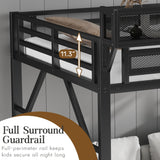 Mirightone Full Size Loft Bed with Stairs and Storage, Metal Loft Bed Frame with Bedside Shelf and Large Under-Bed Space, Heavy-Duty Loft Beds for Adults Teens and Kids, Black Mirightone