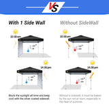 CROWN SHADES SunWall Silver Coated for 12x12 Pop up Canopy Tent, 1 Pack Sidewall Only with Silver Coating (1 Pack, Black) CROWN SHADES