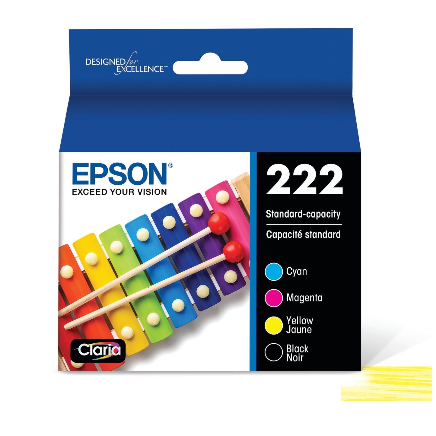 EPSON 222 Claria Ink Standard Capacity Black & Color Cartridge Combo Pack (T222120-BCS) Works with WorkForce WF-2960, Expression XP-5200