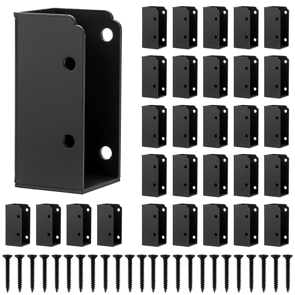 Sumnacon Deck Railing Bracket Connectors 24 pcs Stainless Steel Railing Bracket for 2''x4'' Wood Post Sturdy Railing Connectors with Screws for Fence Black Railing Bracket Kit for Deck Project Sumnacon