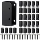 Sumnacon Deck Railing Bracket Connectors 24 pcs Stainless Steel Railing Bracket for 2''x4'' Wood Post Sturdy Railing Connectors with Screws for Fence Black Railing Bracket Kit for Deck Project Sumnacon