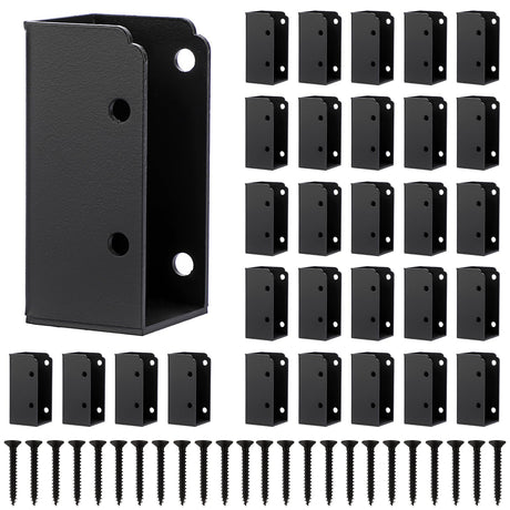 Sumnacon Deck Railing Bracket Connectors 24 pcs Stainless Steel Railing Bracket for 2''x4'' Wood Post Sturdy Railing Connectors with Screws for Fence Black Railing Bracket Kit for Deck Project Sumnacon