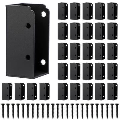 Sumnacon Deck Railing Bracket Connectors 24 pcs Stainless Steel Railing Bracket for 2''x4'' Wood Post Sturdy Railing Connectors with Screws for Fence Black Railing Bracket Kit for Deck Project