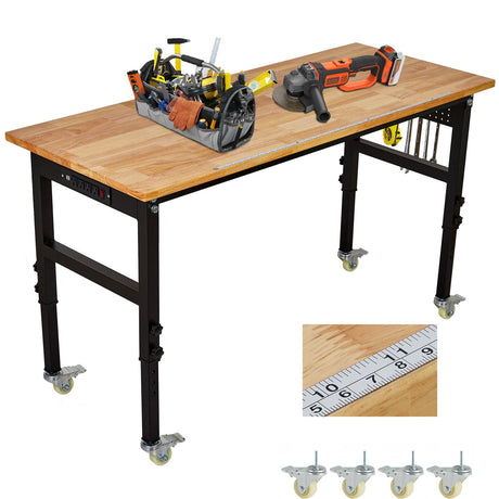 GarveeTech Workbench, 48" x 24" Adjustable Workbench with Power Outlet, Scale, Pegboard and 6 Hooks, 2200LBS Load Capacity, 8 Adjustable Height Worktable for Garage, Office, Home GarveeTech