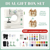 Lastempa Mini Dual-Speed SewingMachine Double Needle & Double Thread16 Stitch Modes Beginner-FriendlyHousehold Sewing Machine | ldeal forAdults & Beginners Lastempa