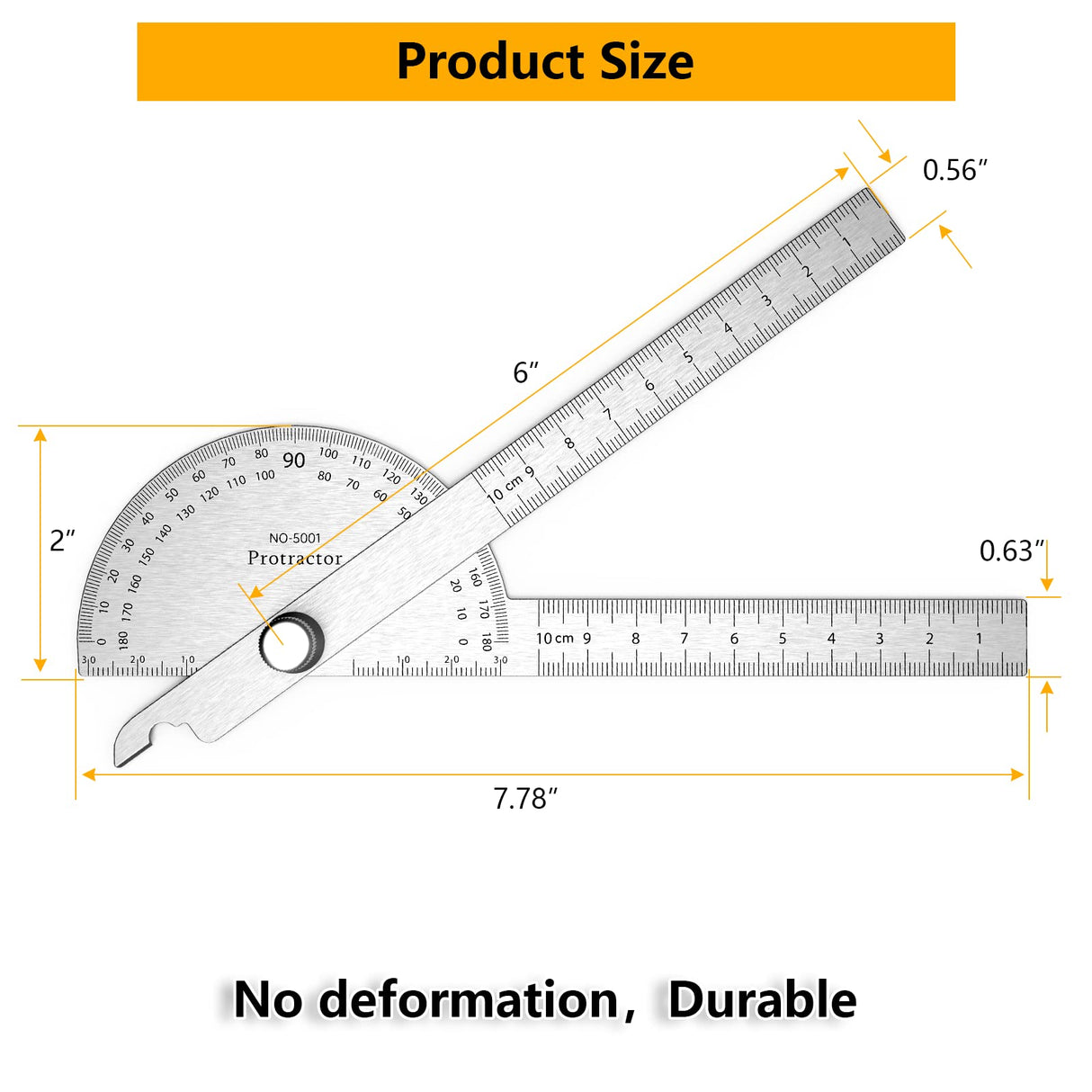 ForoGore Stainless Steel Protractor 180 Degrees Two Arm Ruler Adjustable Angle Protractor Woodworking Ruler Craftsman Angle Measure Tool (10 cm/ 3.94 Inch) ForoGore