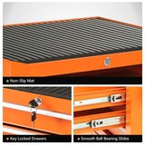 DNA MOTORING 3-Drawers Rubber Top Utility Rolling Tool Chest Cabinet with Wheels, Heavy Duty Industrial Service Cart Keyed Locking System, for Garage Warehouse Workshop, Orange, TOOLS-00405 DNA MOTORING
