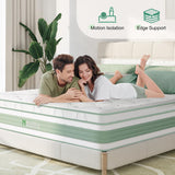 Novilla King Mattress, 12 Inch Hybrid Mattress in a Box, High Density Base Foam with Pocket Coils for a Cozy Sleep, Pain Relief, Medium Firm King Size Mattress, Pillow Top Mattress, Motion Isolation Novilla