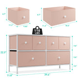 EnHomee Pink Dresser for Bedroom with 6 Drawers, Wide Dressers & Chests of Drawers, Fabric Dresser, TV Stand for Bedroom, Closet, Hallway, Pink EnHomee