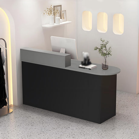 Reception Desk, Modern Front Desk with Lockable Drawer & Cabinet, Retail Counter Checkout Table, Computer Workstation for Lobby, Salon, Office OQTUHWM