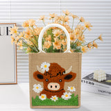 PUNICA Punch Needle Kits for Beginners with Highland Cow Pattern - Burlap Tote Bag for Adults & Kids, DIY Embroidery Starter Kit | Easy Craft Gifts (9x6.5x8.5 Inch) PUNICA